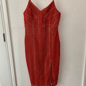 Lulu's Slinky Red Bodycon Midi Dress